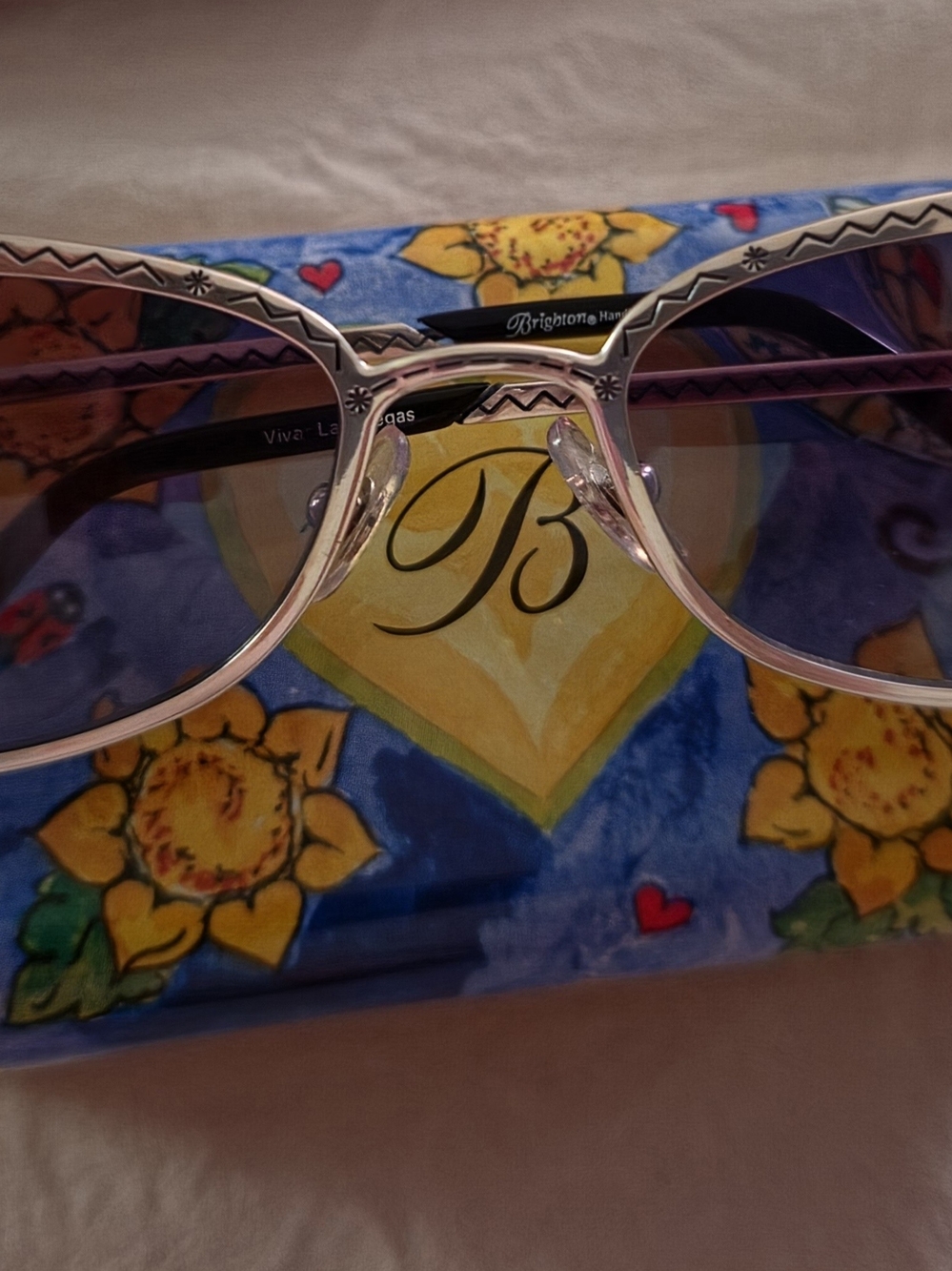 Brighton "Viva Las Vegas" Silver Metal Sunglasses - Clear/Silver W/ CASE